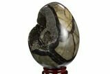 Septarian Dragon Egg Geode - Black Crystals #123023-2